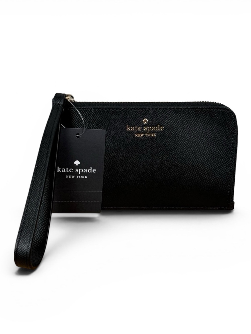NWT Kate Spade Lucy Small Zip Wristlet – Saffiano Leather Black KH613